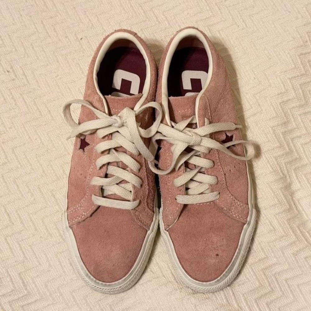 Converse Pink Leather Sneakers with White Accents